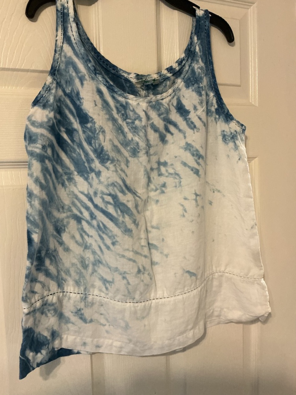 Citron Bleu Blue Tie Dye Tank Top Linen Relaxed Boho M - Picture 6 of 11
